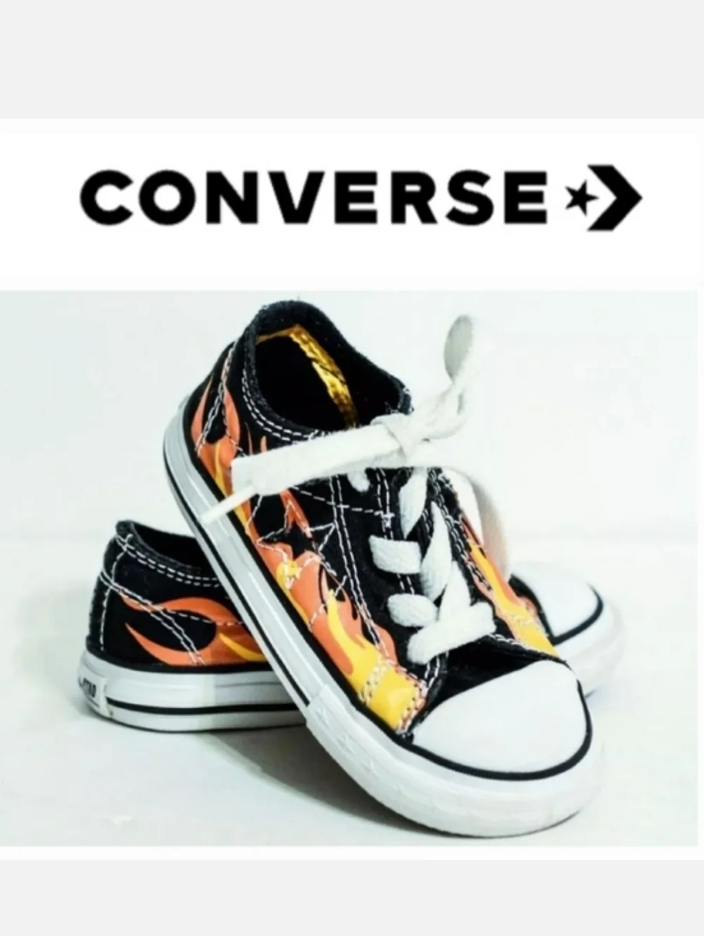 Converse One Star DX OX Black & Orange Flame Low Top Toddler Sneaker Sz Infant 6